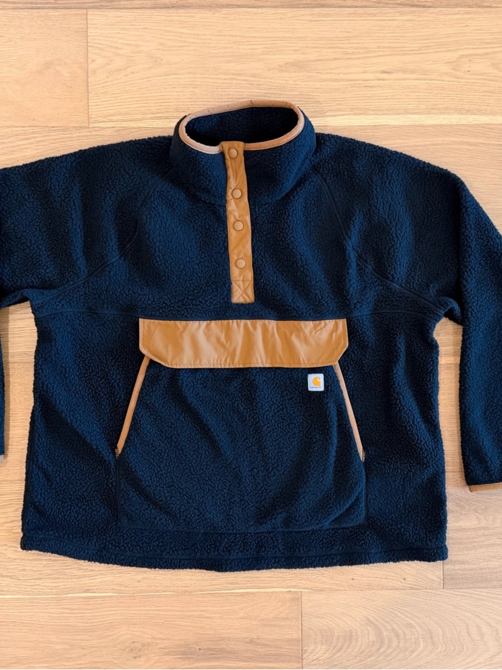 Carhartt Black Sherpa Fleece Jacket with Orange Trim Relaxed Fit Size XXL